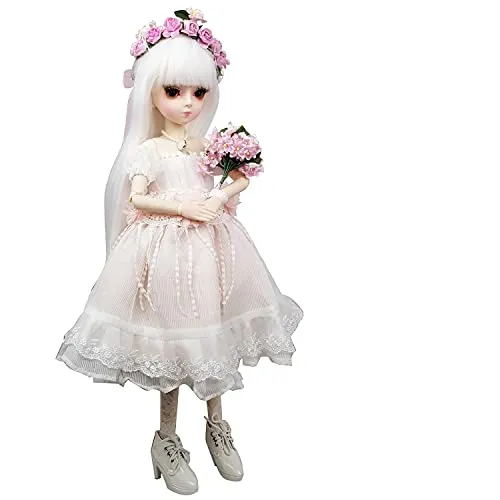 18" 1/4 BJD Doll Full Set 45cm 18inch 18 Jointed Dolls   Wig   Skirt   Makeup   Shoes   Socks   Accessories for Girs's Toy (Aine)