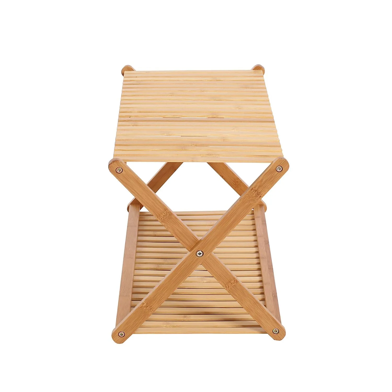 2-Tier Portable Natural Bamboo Shoe Rack