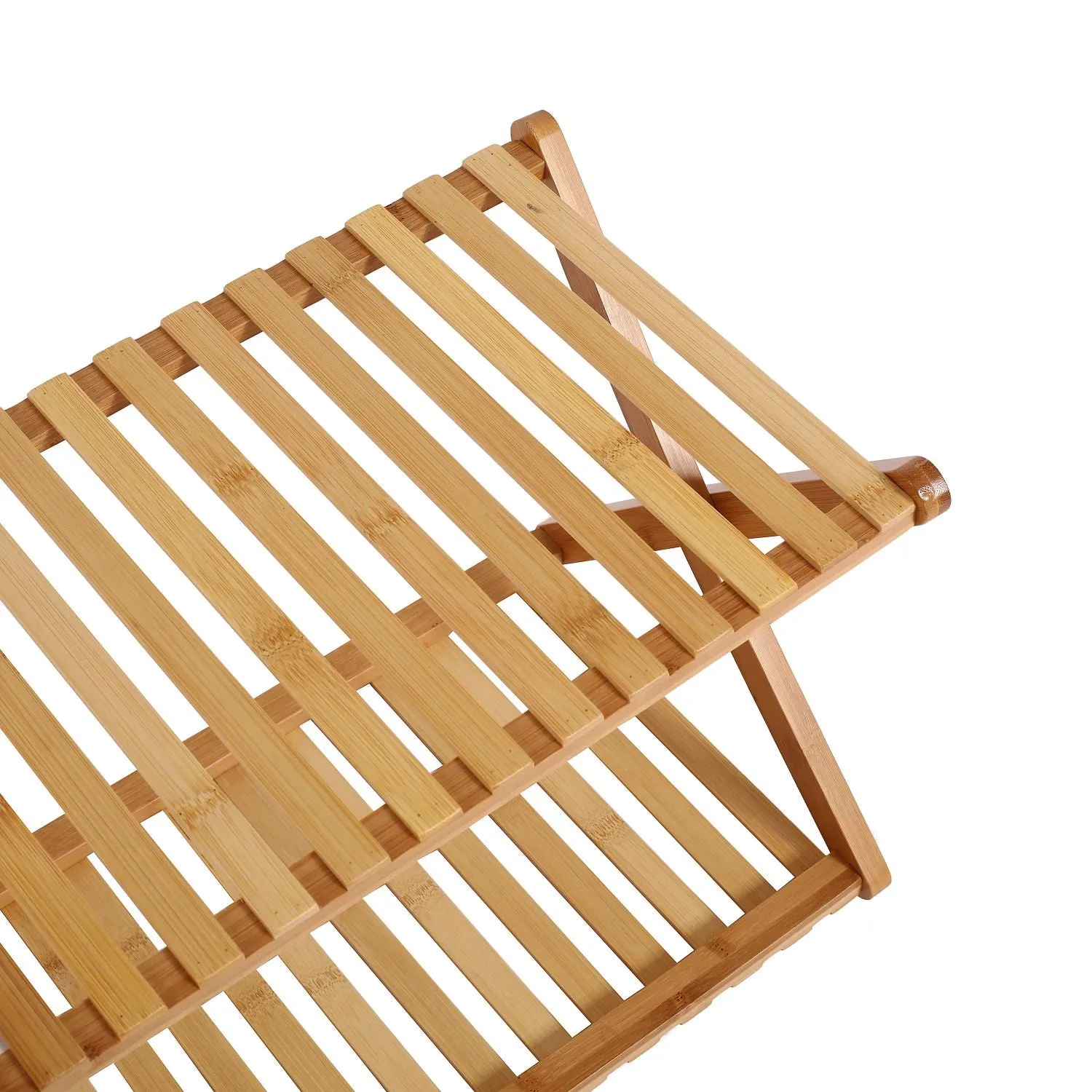 2-Tier Portable Natural Bamboo Shoe Rack