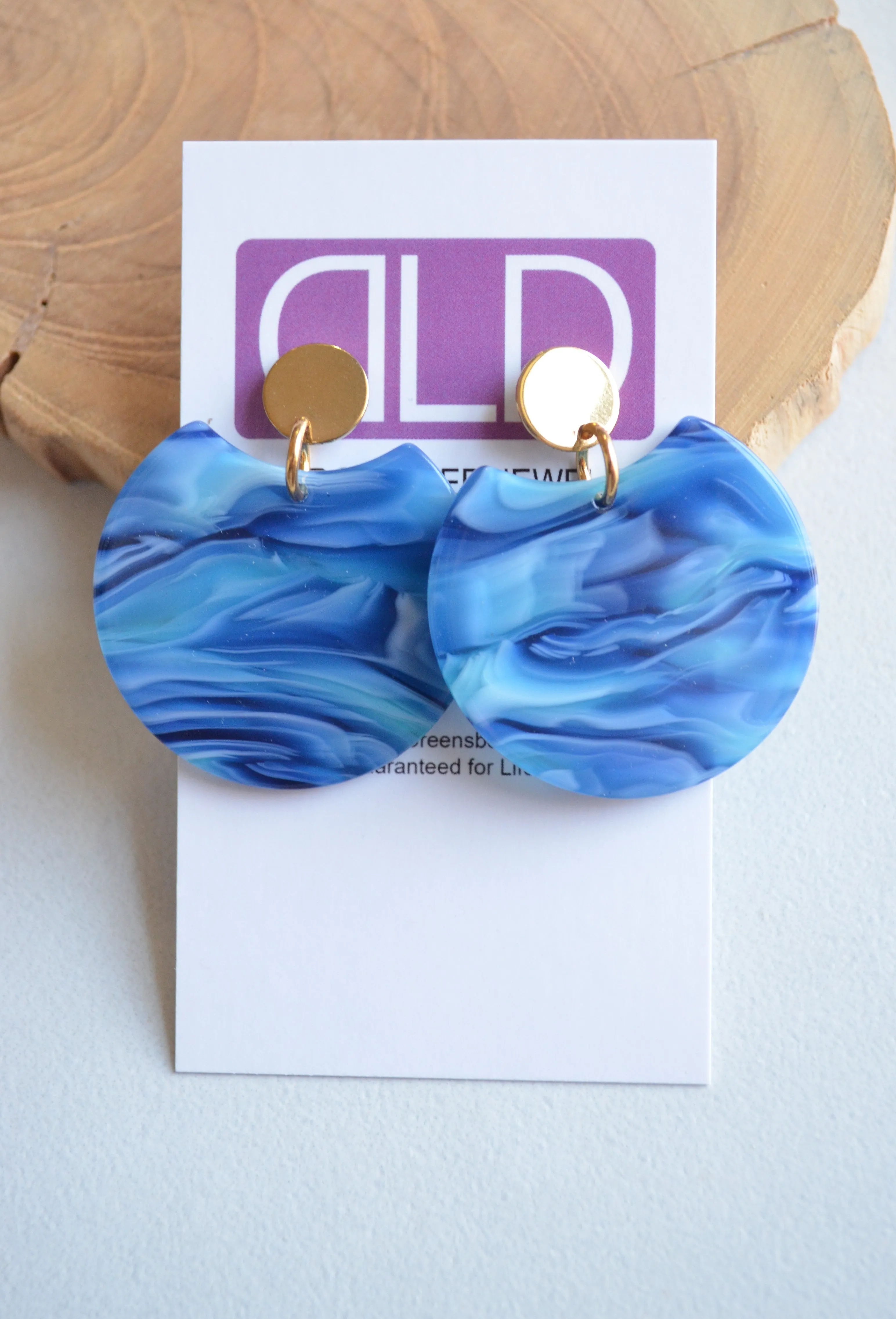 Aqua Blue Statement Lucite Big Acrylic Large Earrings - Hanna