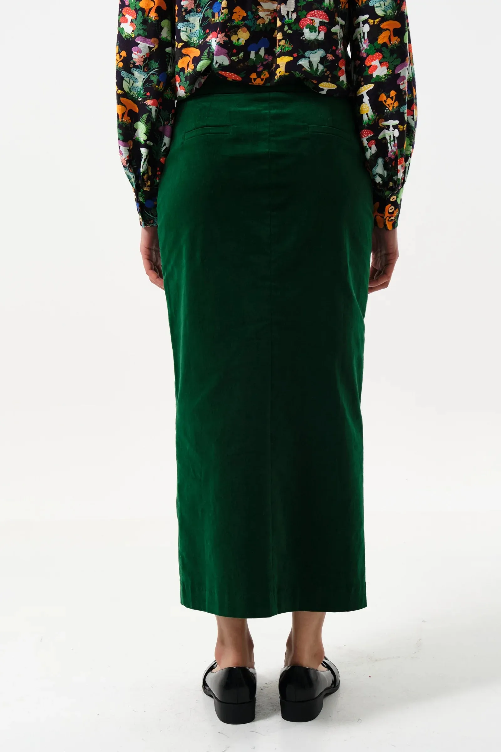 Balthazar Babycord Midi Pencil Skirt - Green