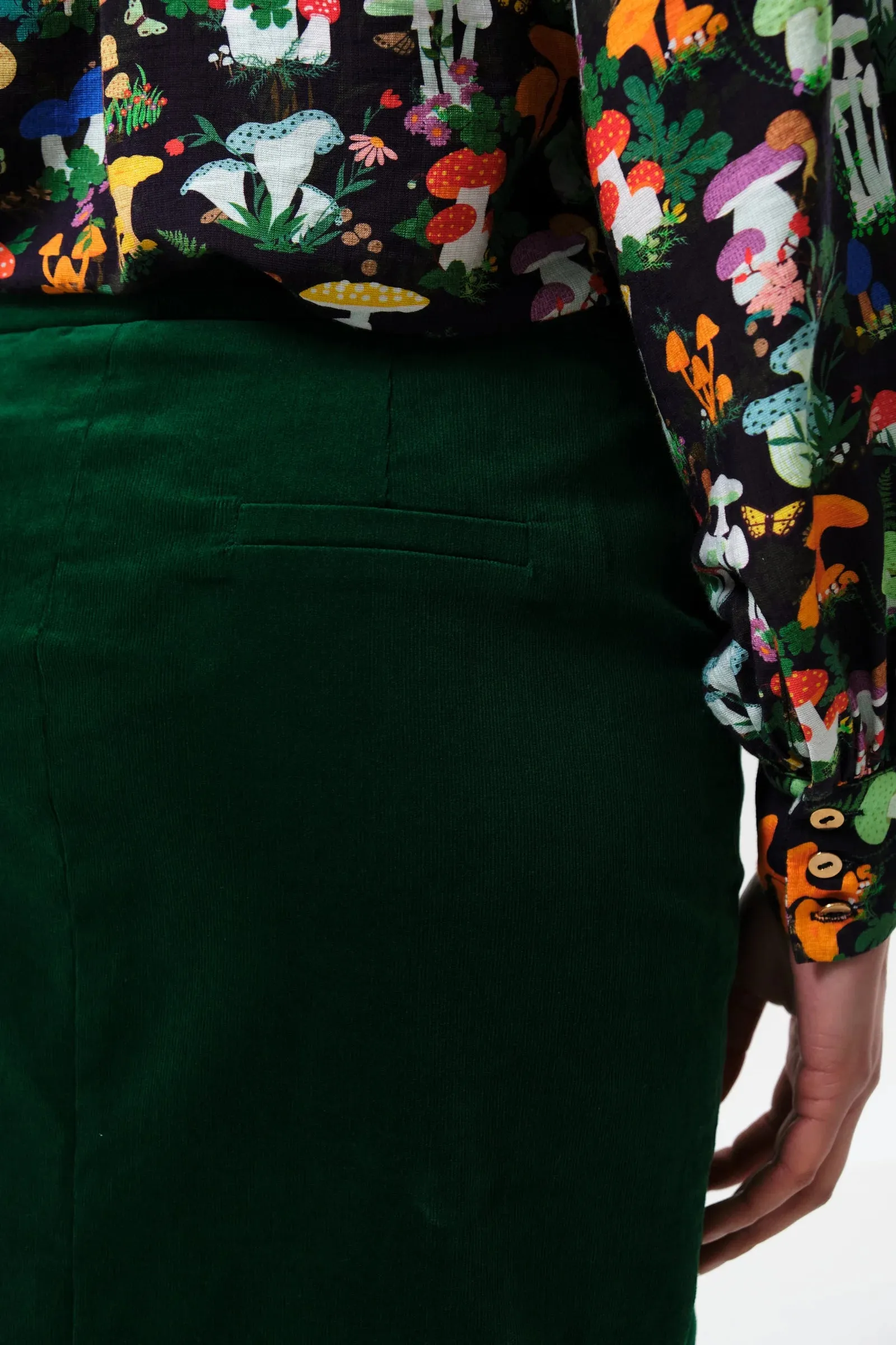 Balthazar Babycord Midi Pencil Skirt - Green