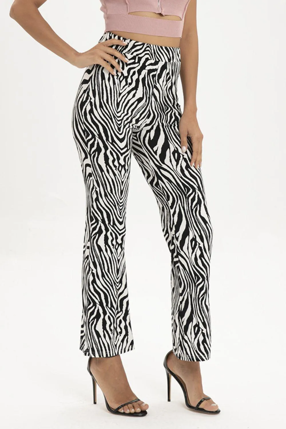 Be Bold High Waist Straight Leg Zebra Print Pants