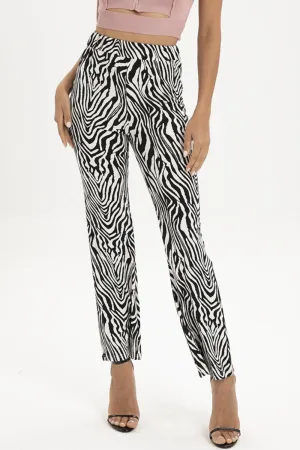 Be Bold High Waist Straight Leg Zebra Print Pants