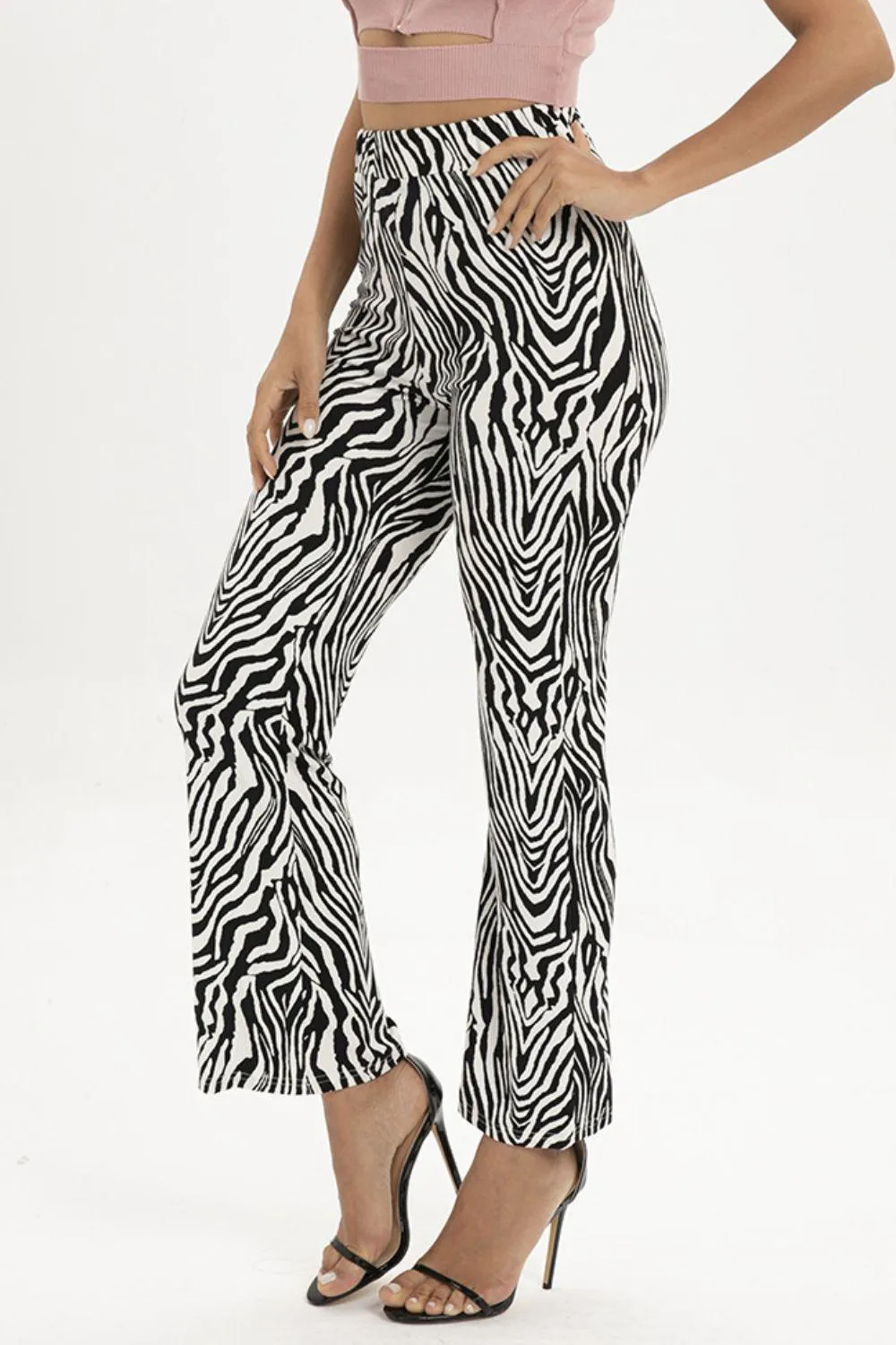 Be Bold High Waist Straight Leg Zebra Print Pants