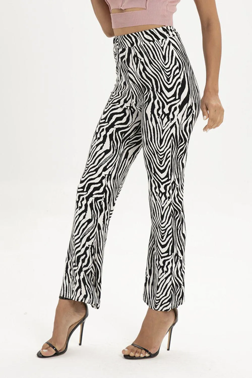 Be Bold High Waist Straight Leg Zebra Print Pants