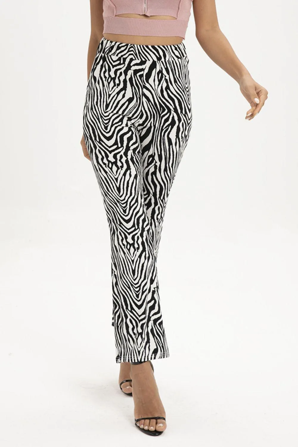 Be Bold High Waist Straight Leg Zebra Print Pants