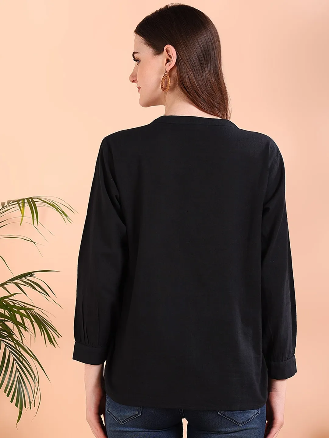 Black Tie-Dye Crepe Loose Fit Shirt