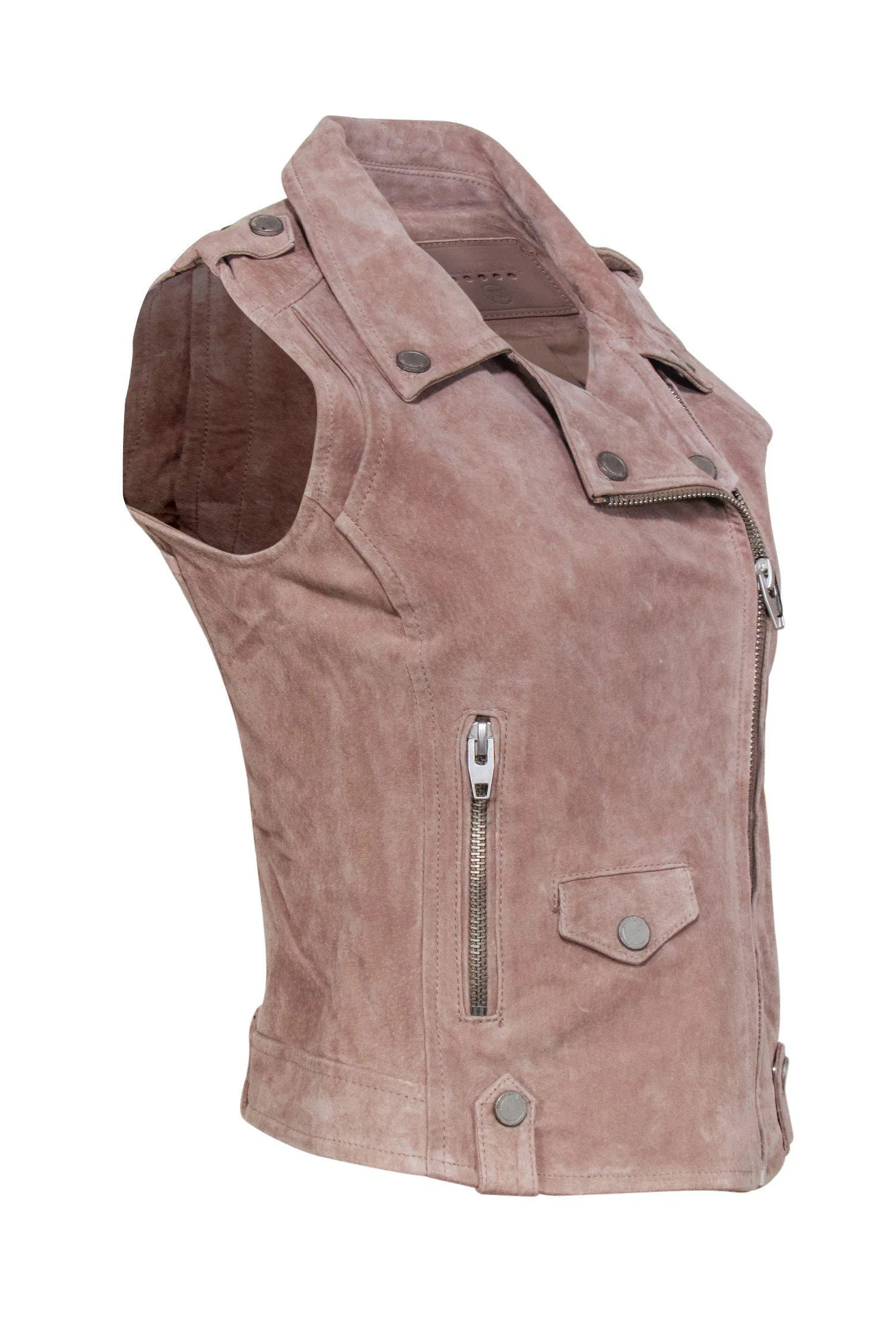 BLANKNYC - Taupe Suede Moto-Style Vest Sz XS