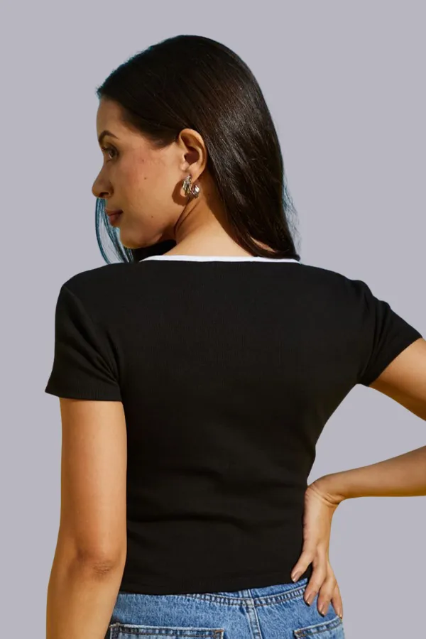 Bow Front Ruffle Trim Crop Top