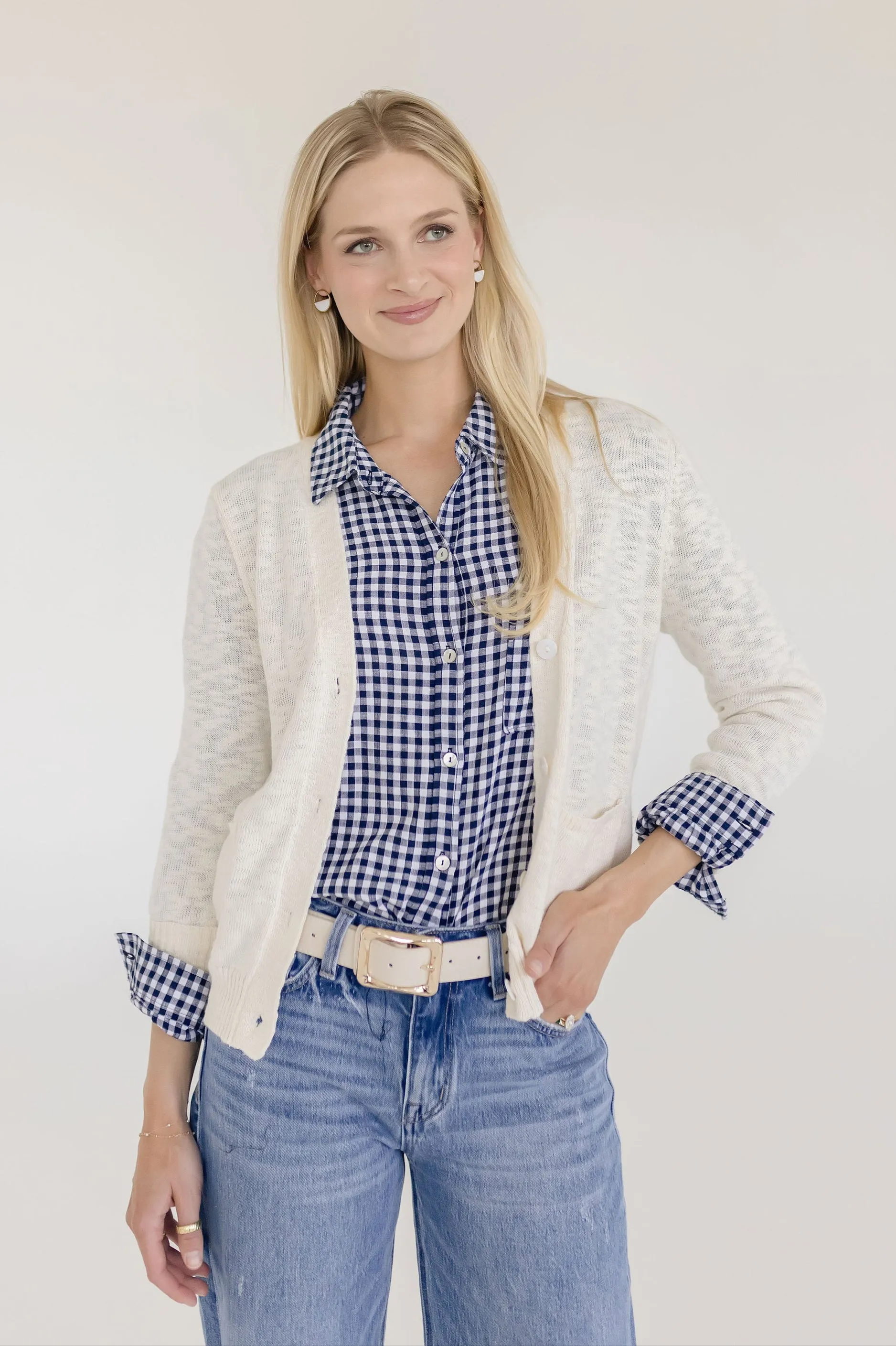 Cadence Long Sleeve Button Down Cardigan Nude