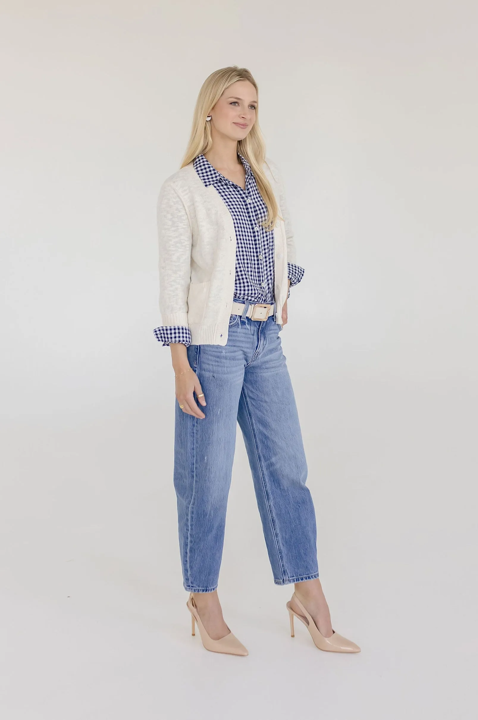 Cadence Long Sleeve Button Down Cardigan Nude
