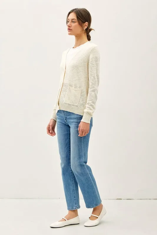 Cadence Long Sleeve Button Down Cardigan Nude