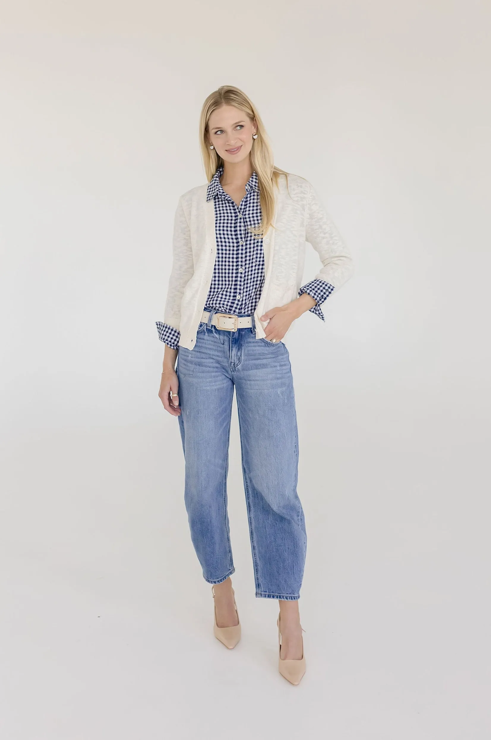 Cadence Long Sleeve Button Down Cardigan Nude