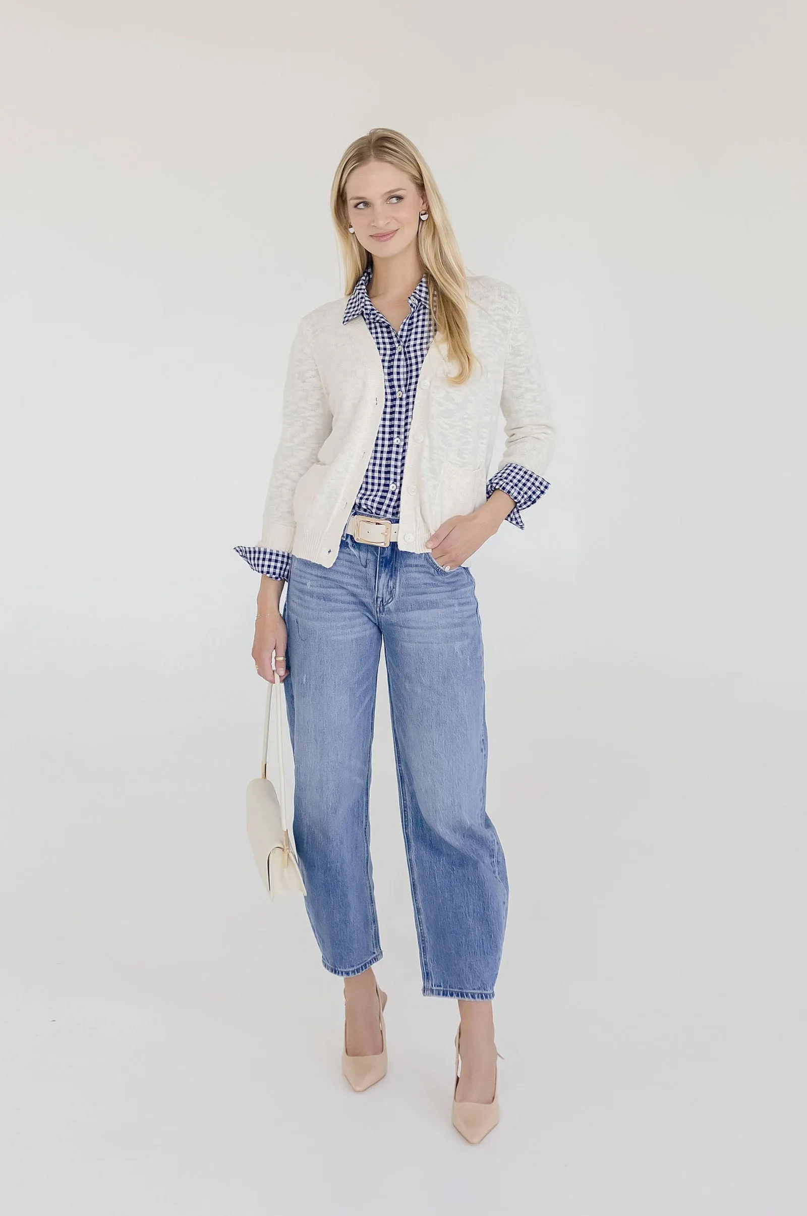 Cadence Long Sleeve Button Down Cardigan Nude