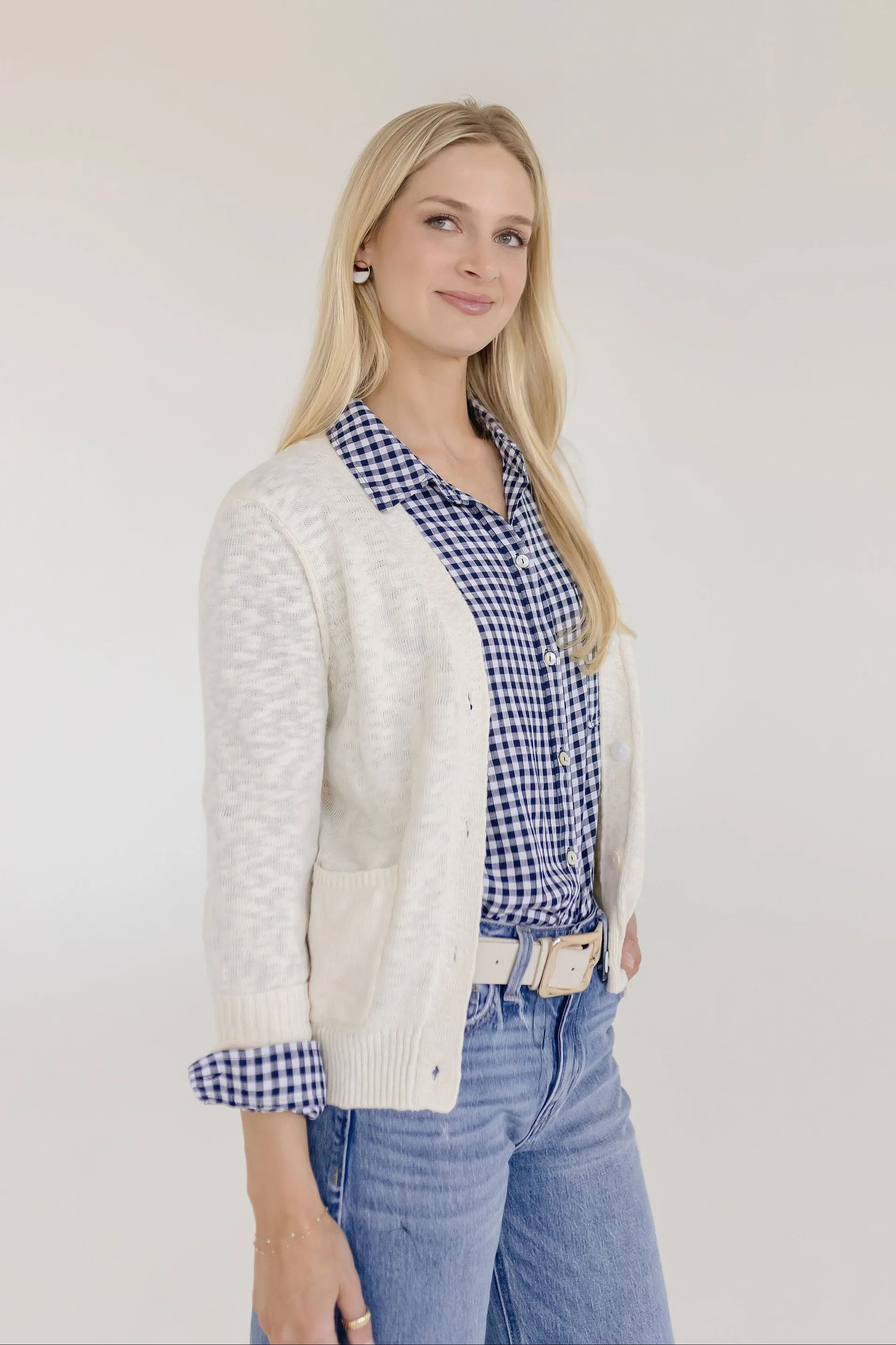 Cadence Long Sleeve Button Down Cardigan Nude