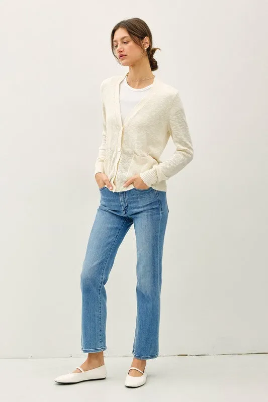 Cadence Long Sleeve Button Down Cardigan Nude