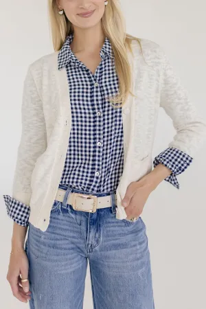 Cadence Long Sleeve Button Down Cardigan Nude