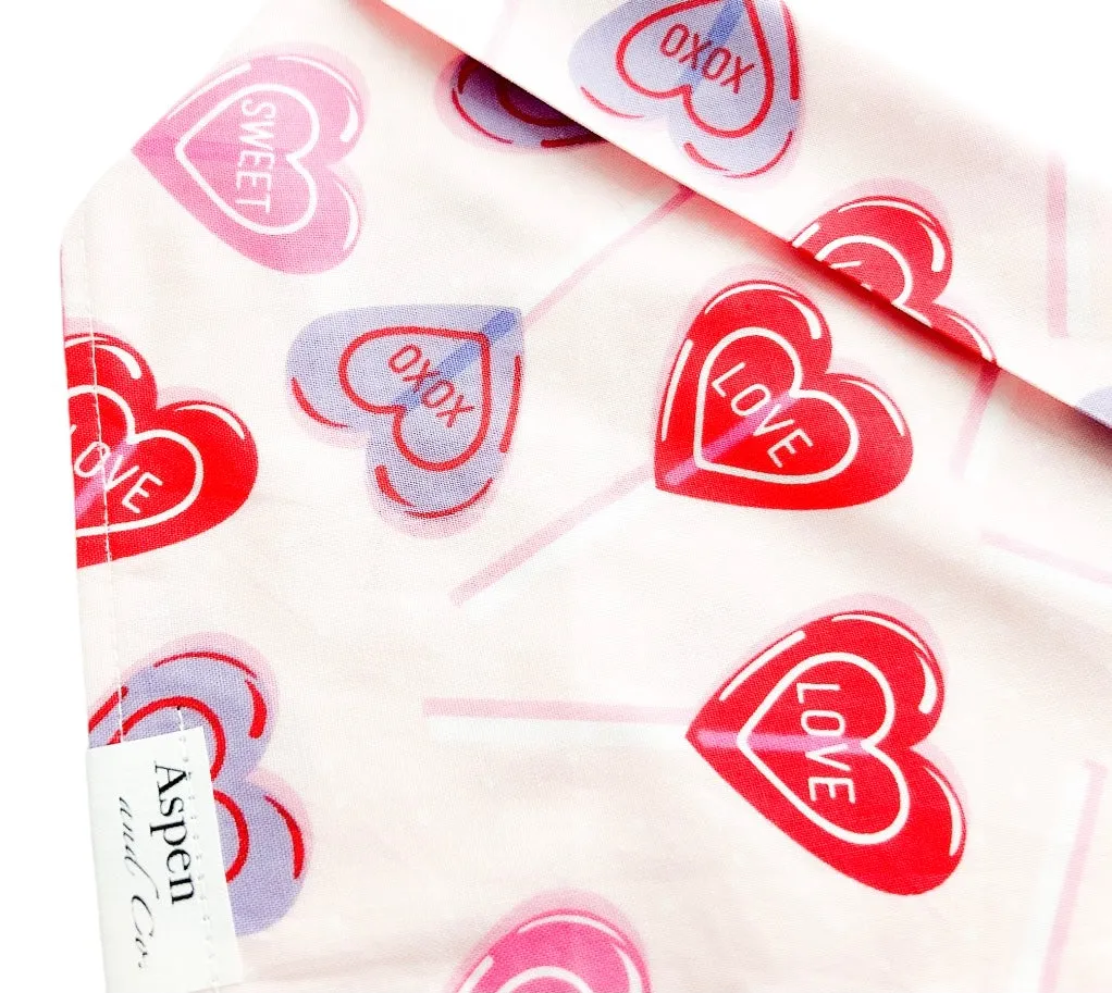 Candy Hearts | Valentines Day Dog Bandana