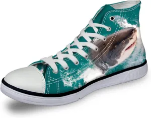Canvas Shoes for Women High Top Canvas Sneakers Teens Girls Cute Animal Print Lace ups Casual Walking Shoes