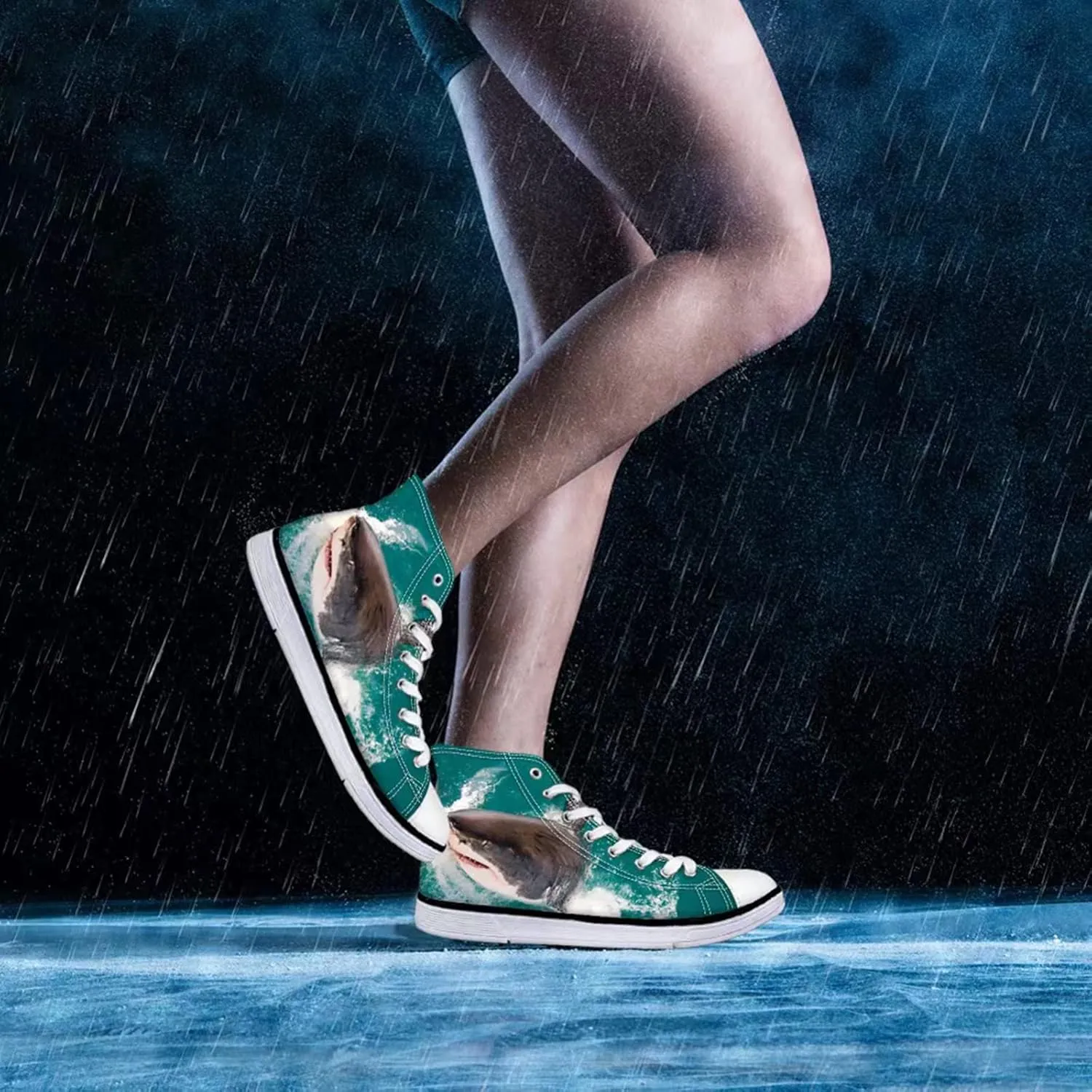 Canvas Shoes for Women High Top Canvas Sneakers Teens Girls Cute Animal Print Lace ups Casual Walking Shoes