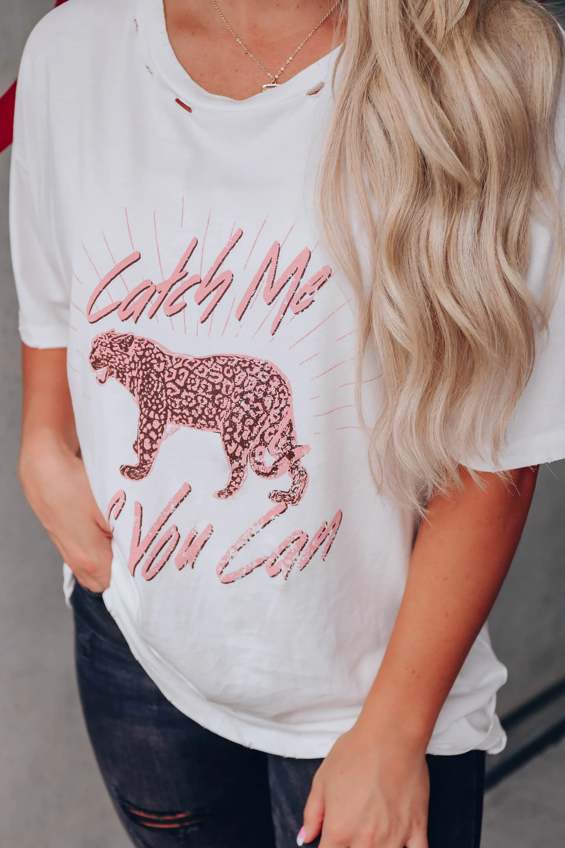 Catch Me Distressed Graphic Tee