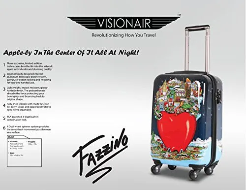 Charles Fazzino "In The Center Of It All At Night" - 22" Carry-On Luggage By Visionair Luggage