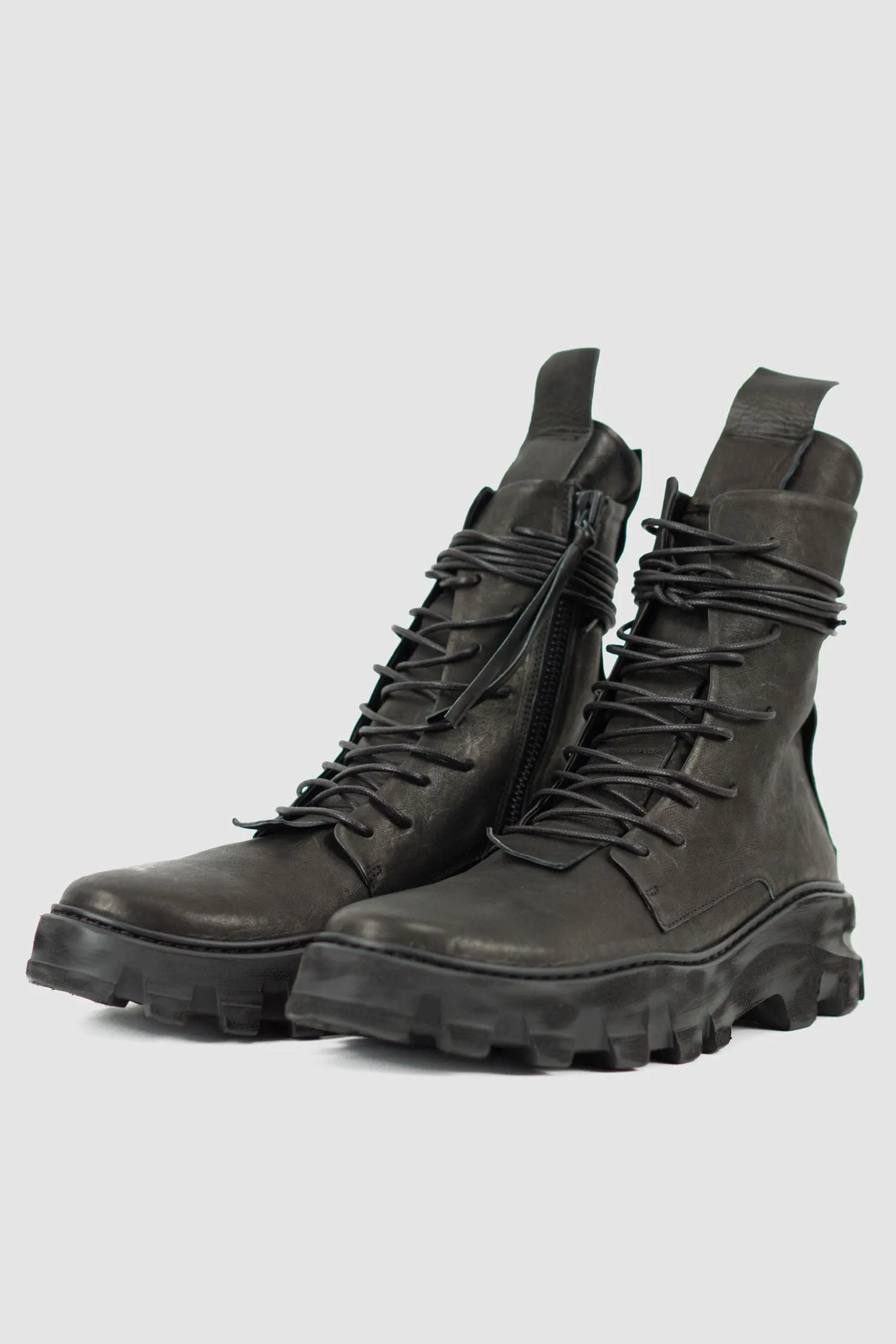 Chunky High Top Tractor Leather Boots