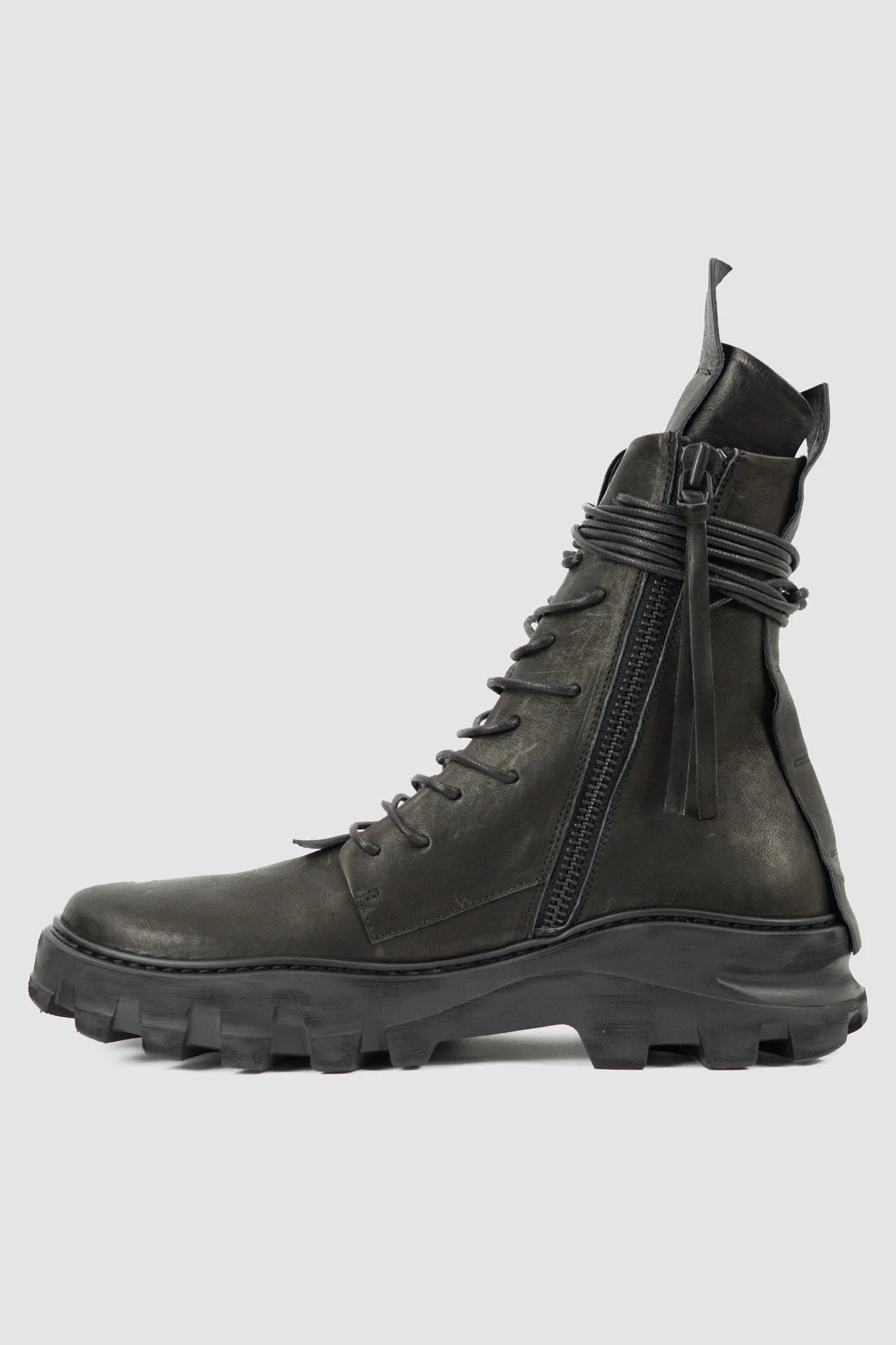 Chunky High Top Tractor Leather Boots
