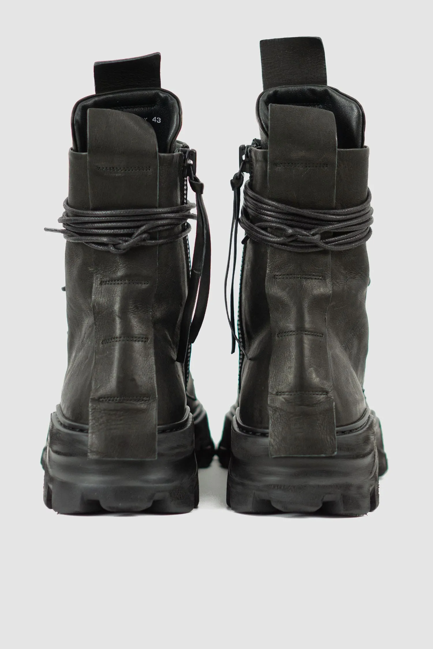 Chunky High Top Tractor Leather Boots