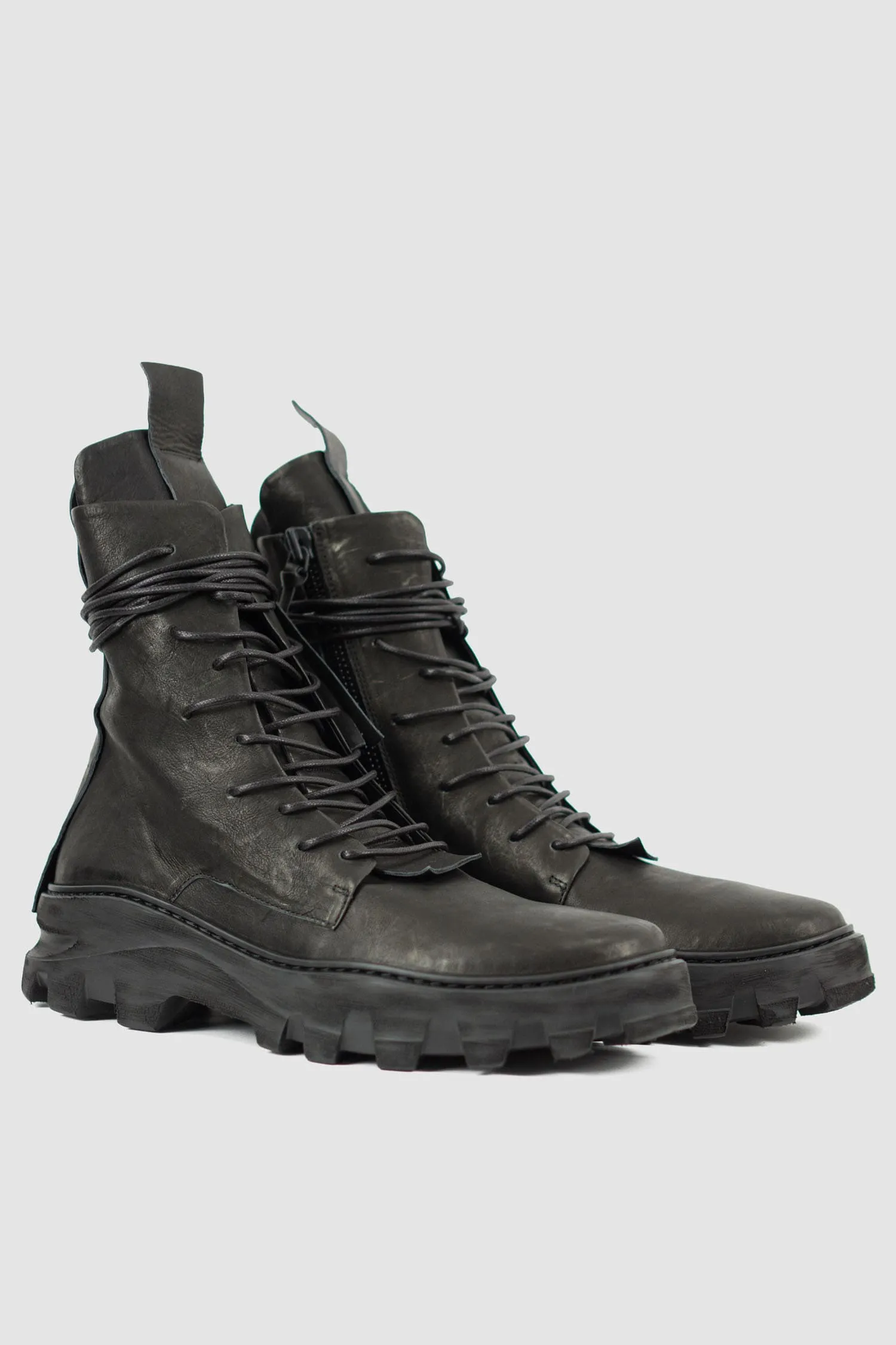 Chunky High Top Tractor Leather Boots