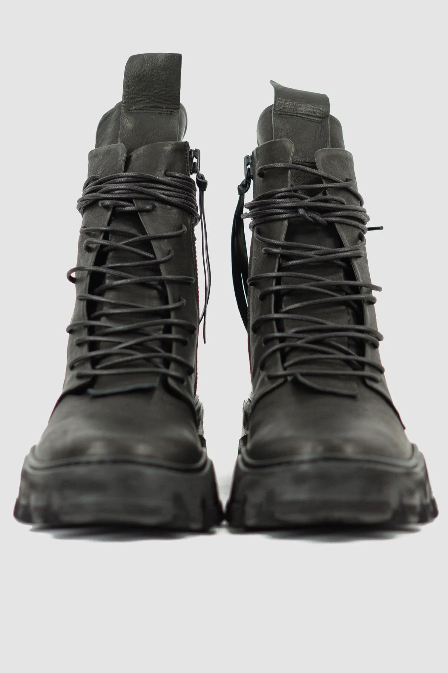 Chunky High Top Tractor Leather Boots