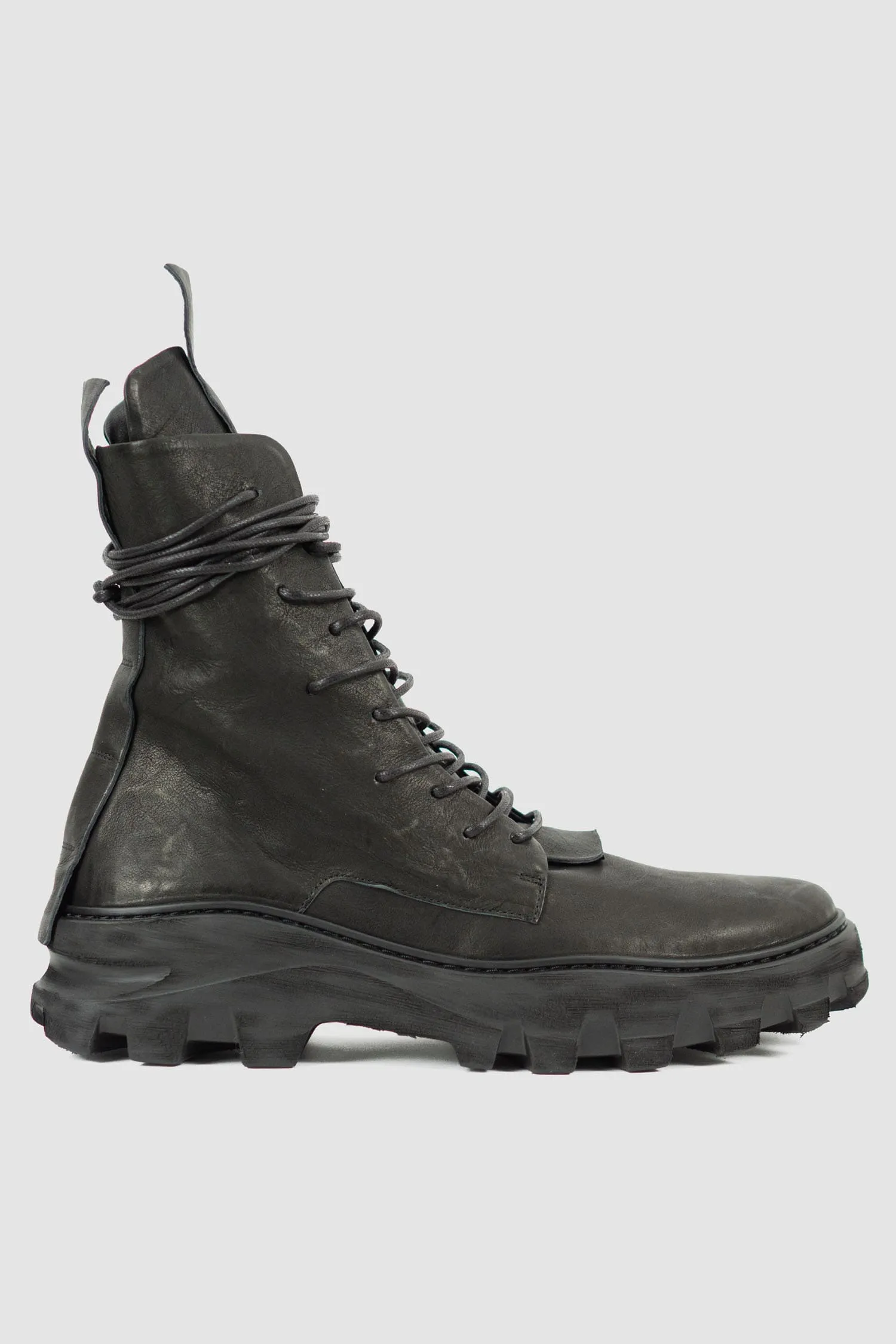 Chunky High Top Tractor Leather Boots