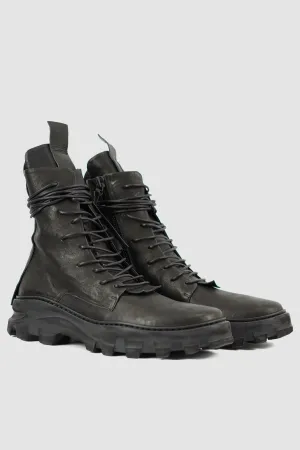 Chunky High Top Tractor Leather Boots