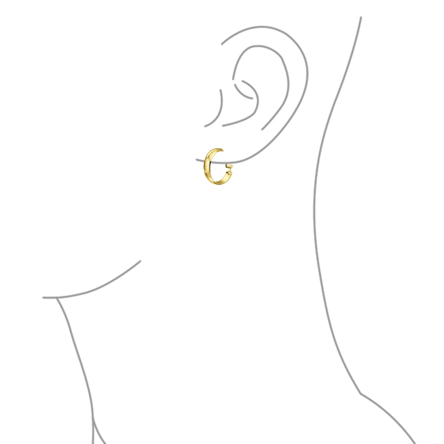 Classic Rose & Yellow Gold Sterling Silver Clip-On Hoop Earrings Lightweight 0.75"