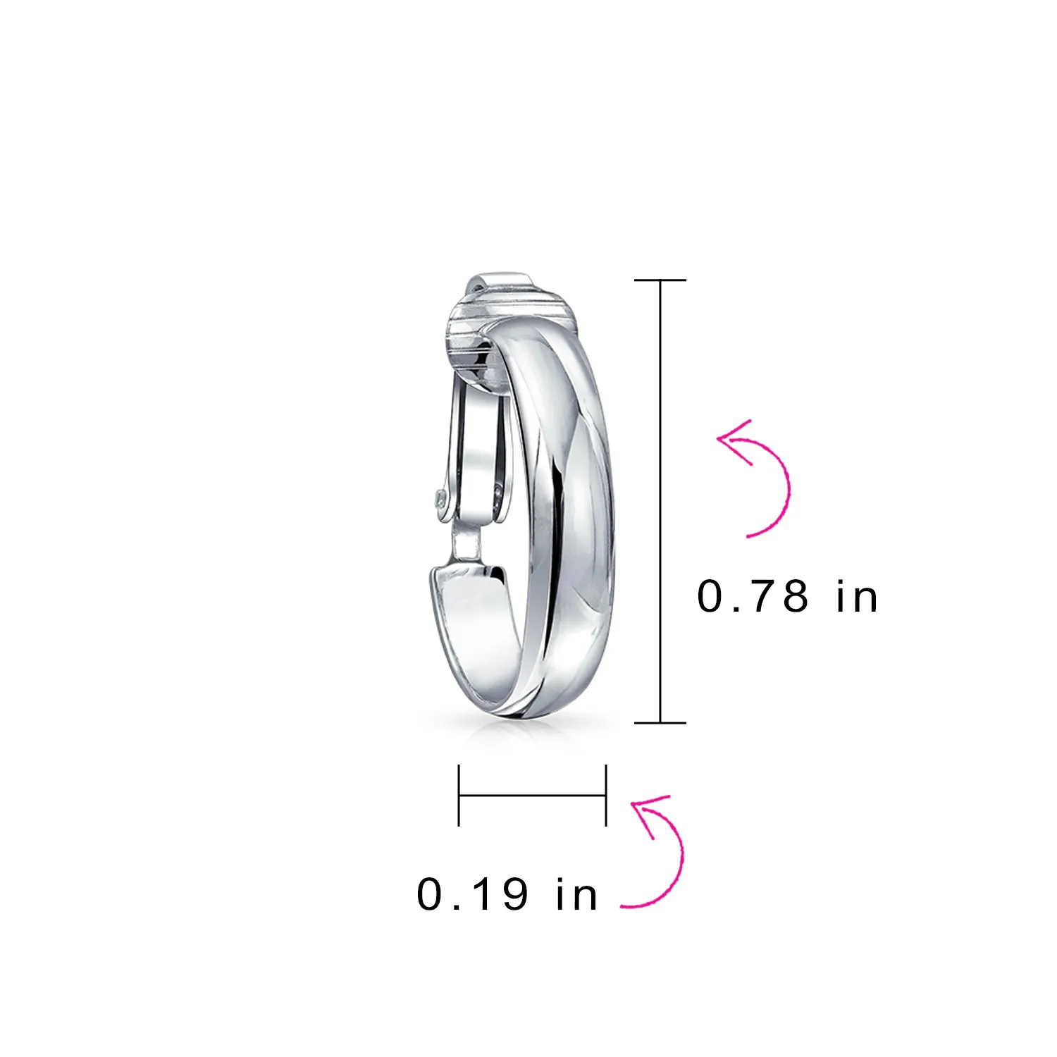 Classic Rose & Yellow Gold Sterling Silver Clip-On Hoop Earrings Lightweight 0.75"