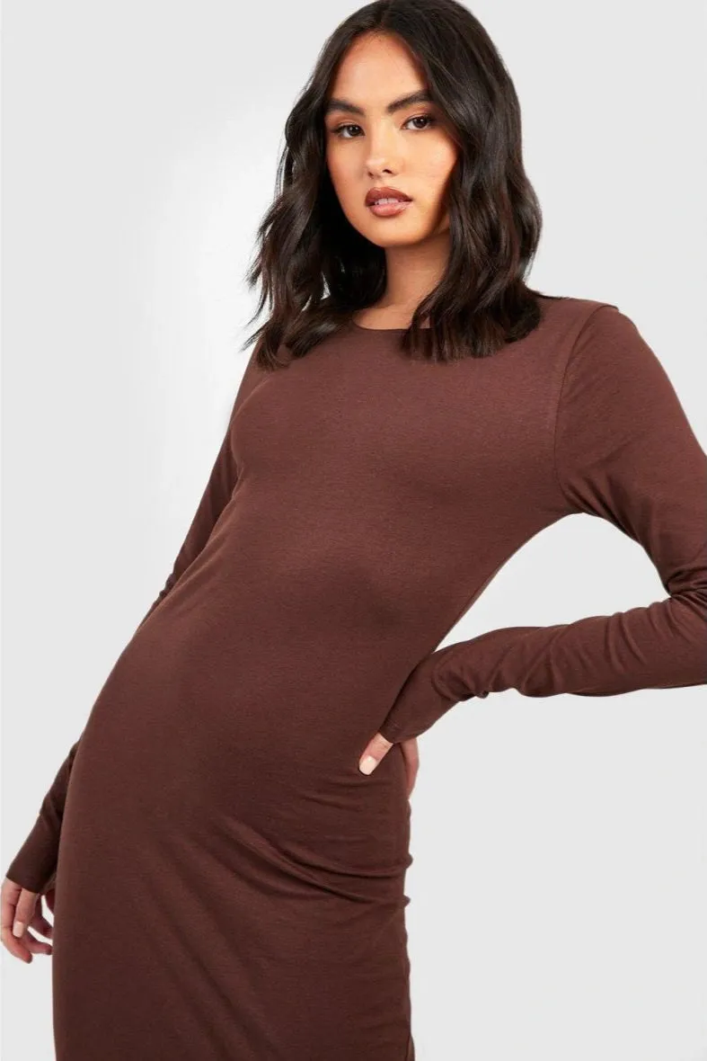 Classy Attitude Ribbed Square Neck Dress