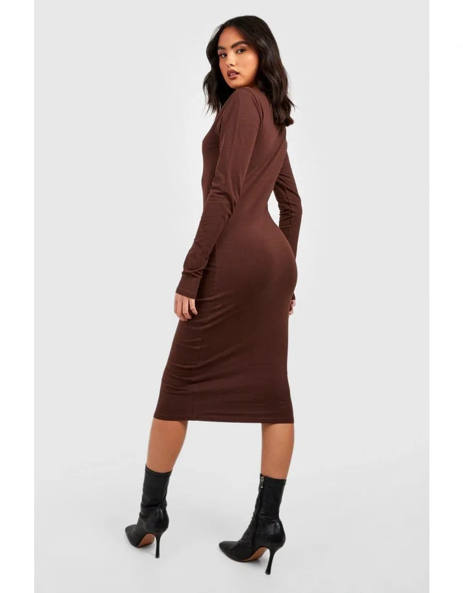 Classy Attitude Ribbed Square Neck Dress