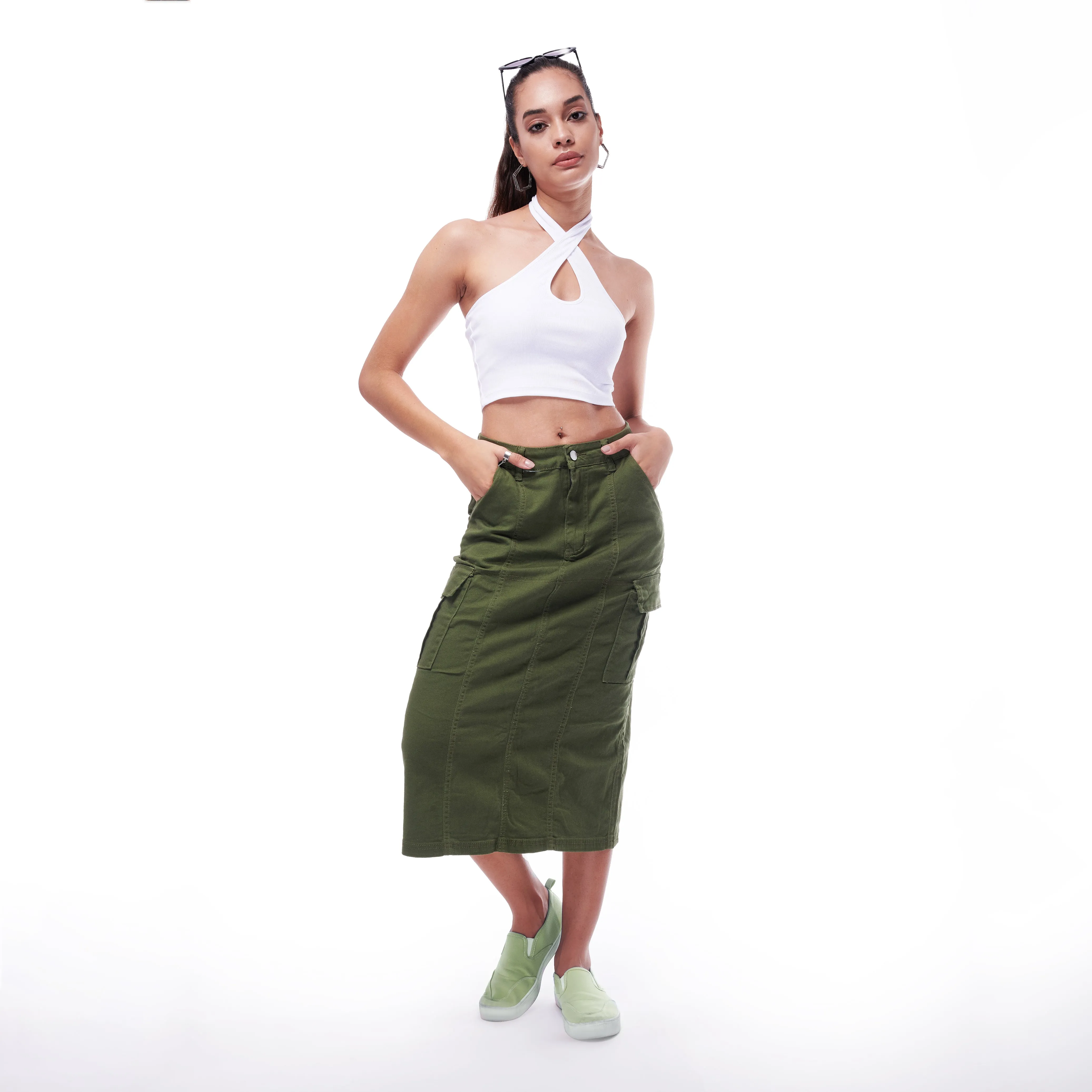 Denim Cargo Skirt