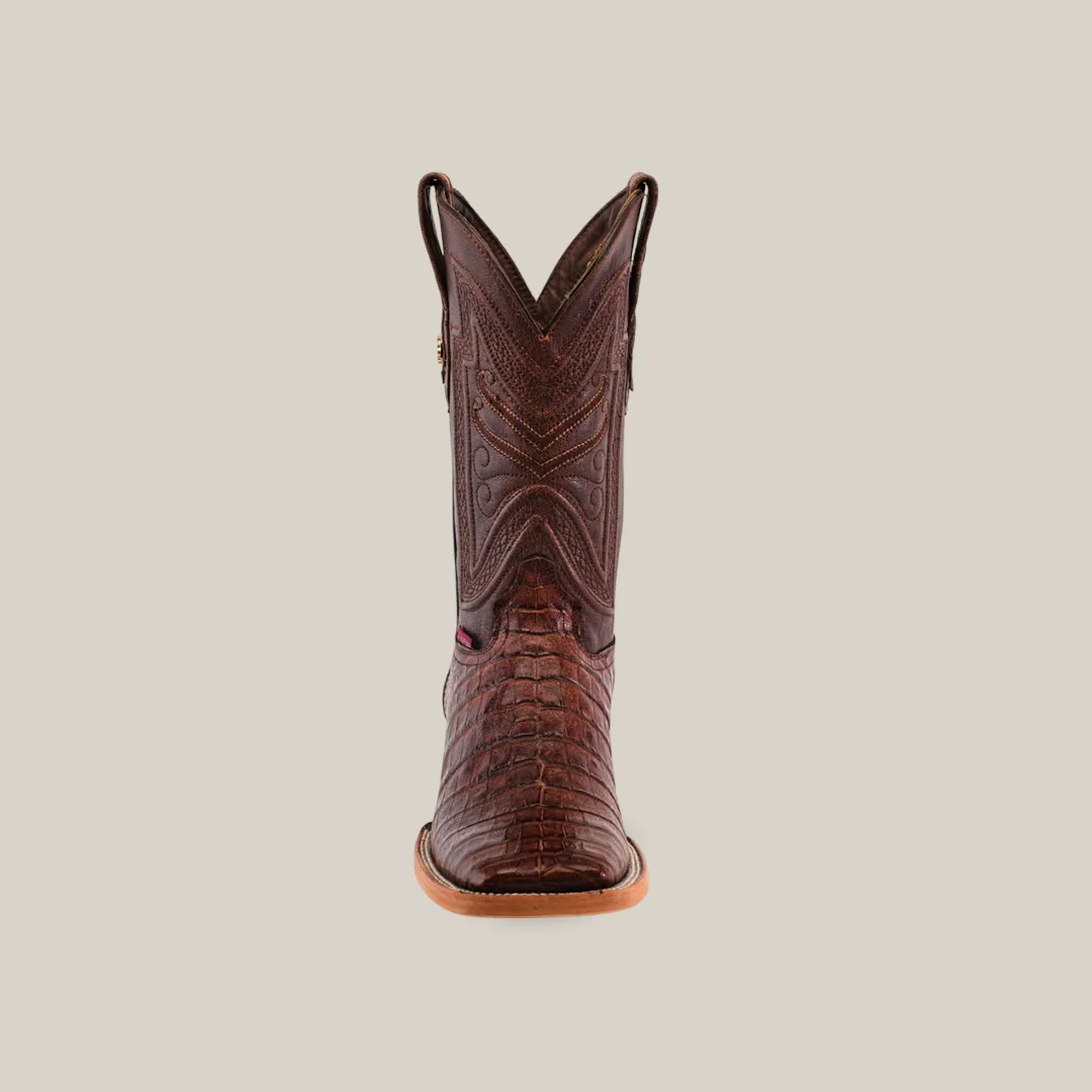 Exotic Caiman Belly - Brown - Square Toe
