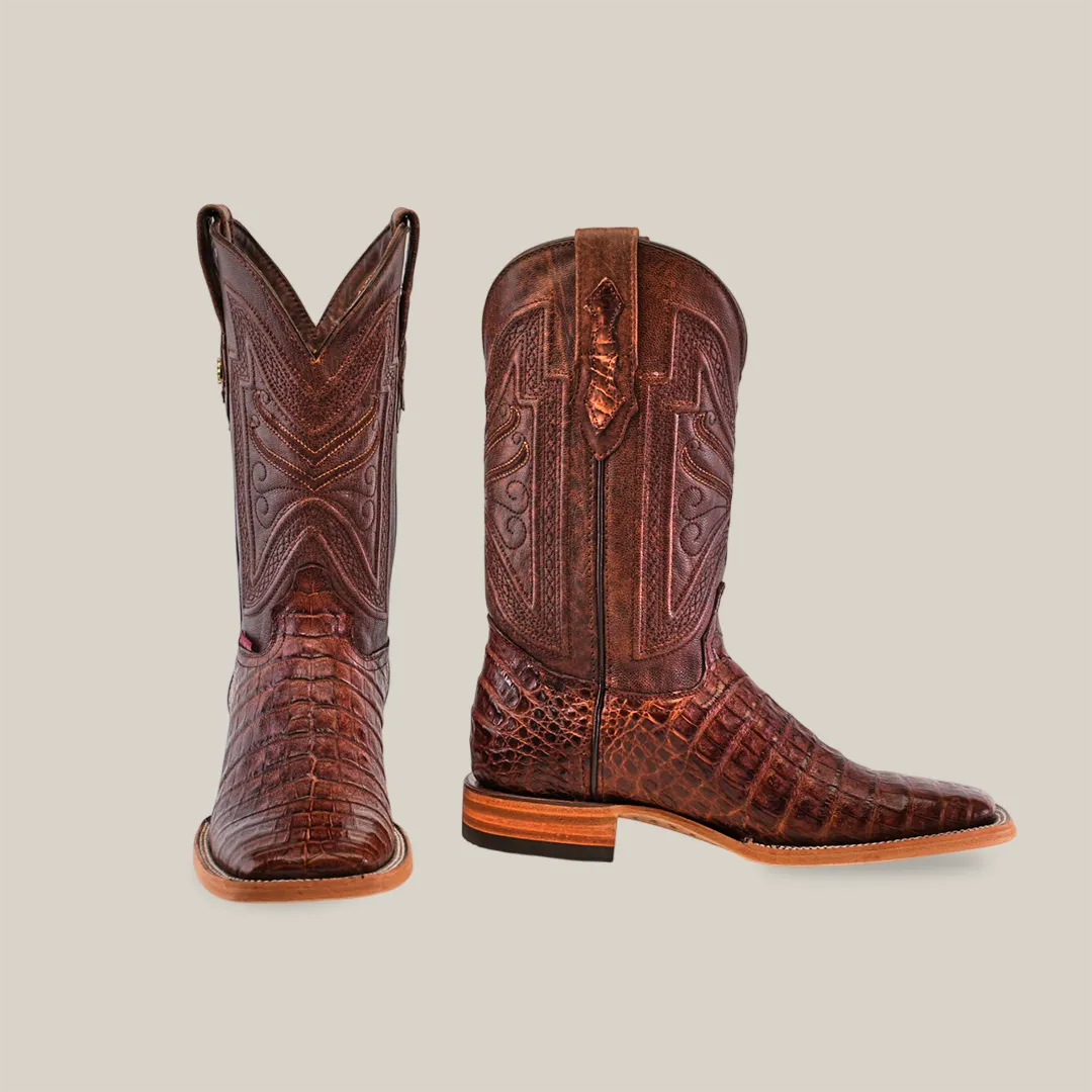 Exotic Caiman Belly - Brown - Square Toe