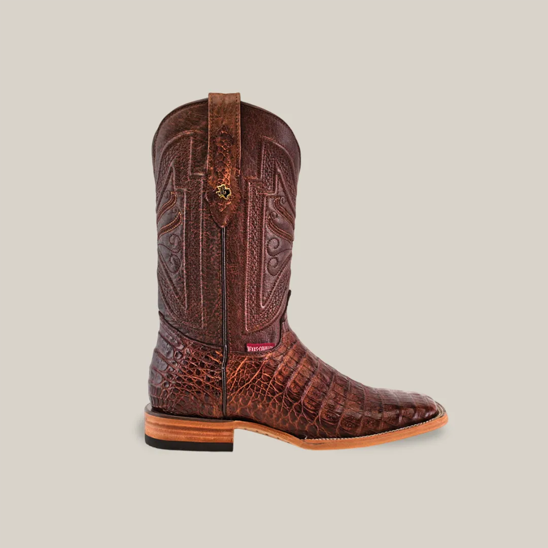 Exotic Caiman Belly - Brown - Square Toe