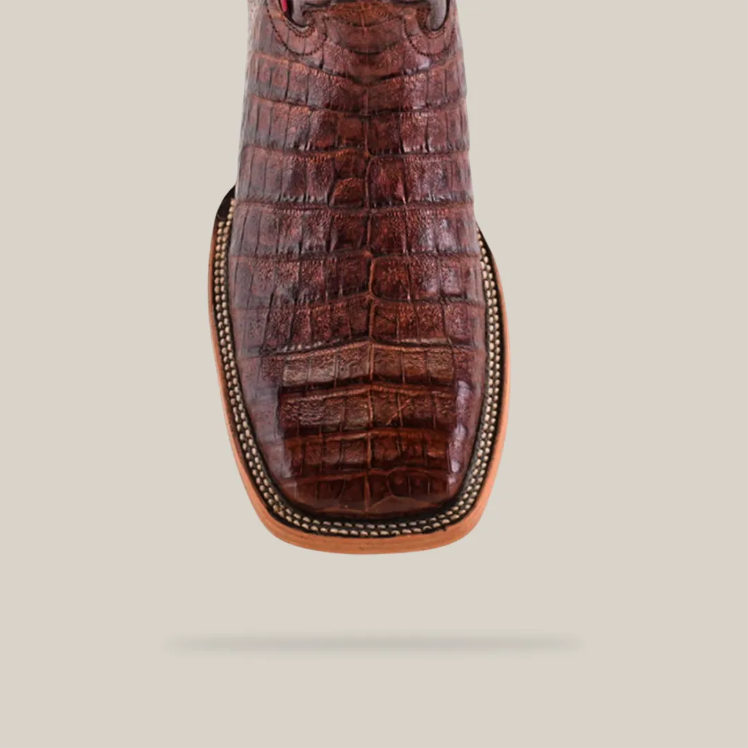 Exotic Caiman Belly - Brown - Square Toe