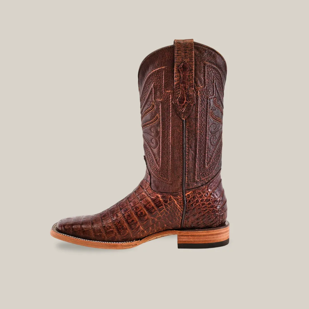Exotic Caiman Belly - Brown - Square Toe