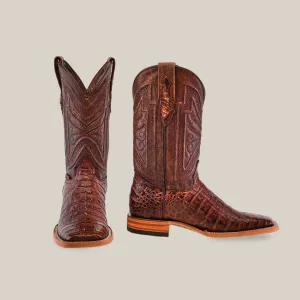 Exotic Caiman Belly - Brown - Square Toe