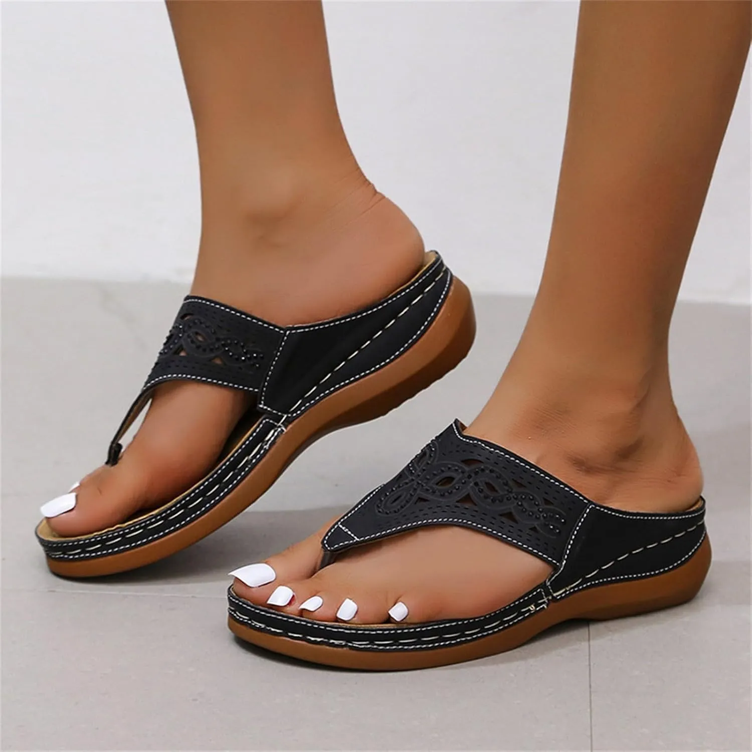 Flip Flops Women Comfortable Summer Walking Arch Support Orthopedic Beach Casual Adjustable Slide Outdoor Platform Lightweight Hiking Sandals