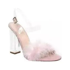 Fur Buckle Strap High Heel Shoes