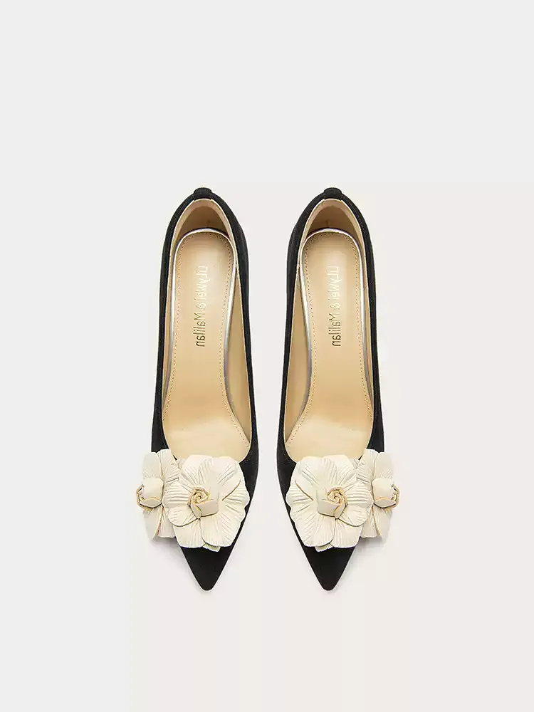 Gothic Elegant Floral Embellished Stiletto High Heels