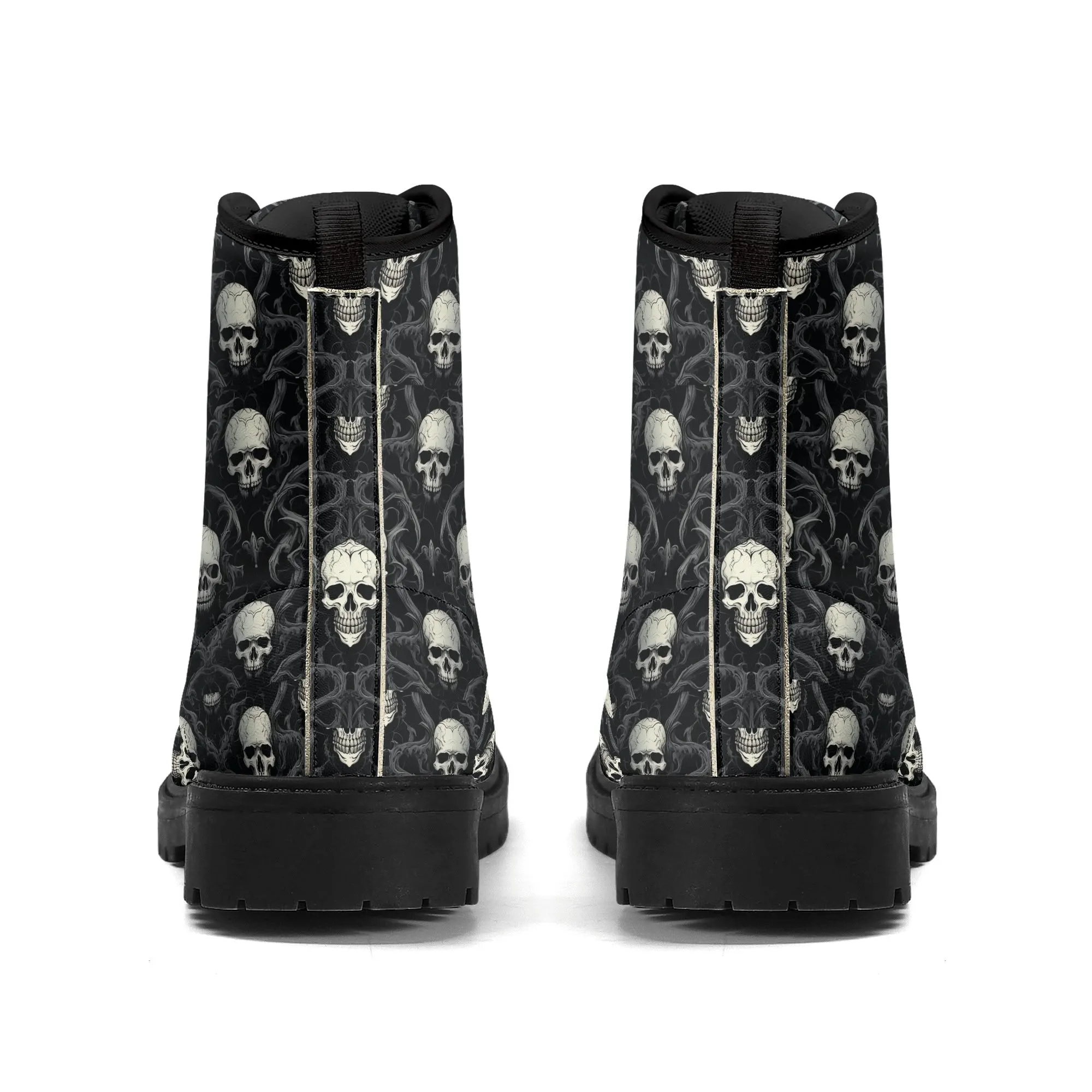 Gothic Skull Pattern Mens Upgraded Black Outsole Leather Boots