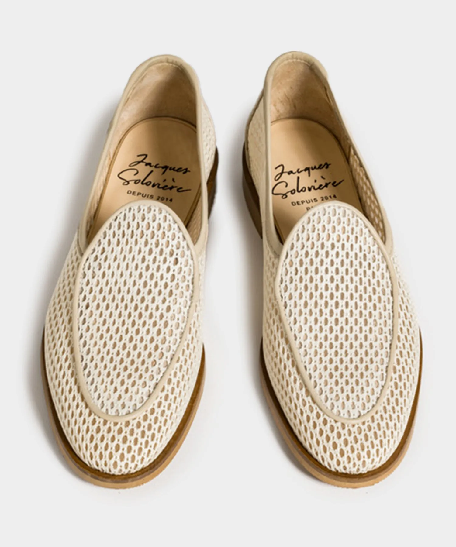 Jacques Solovire Fishnet Loafer in Ecru